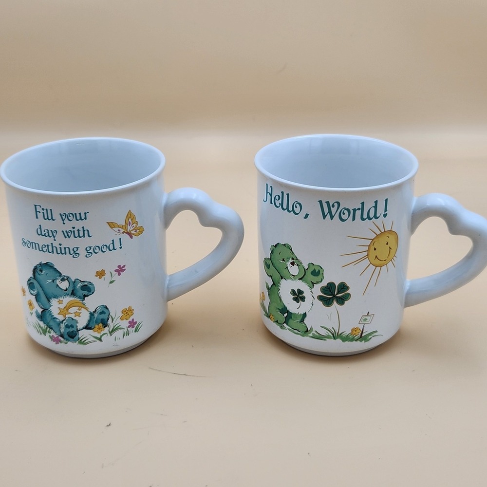 VTG 1983 American Greetings Care Bears Good Luck Shooting Star Coffee Mug Lot